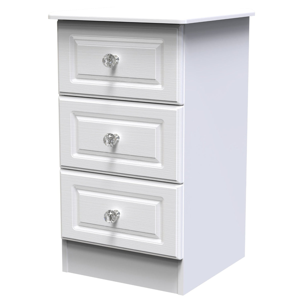 Crystal Ash 3 Drawer Bedside Cabinet - Welcome Furniture