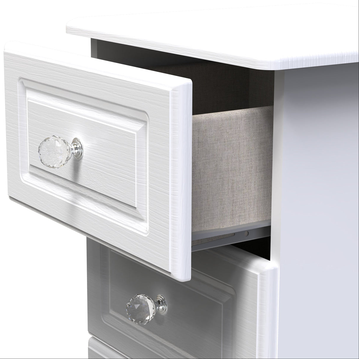 Crystal Ash 3 Drawer Bedside Cabinet - Welcome Furniture