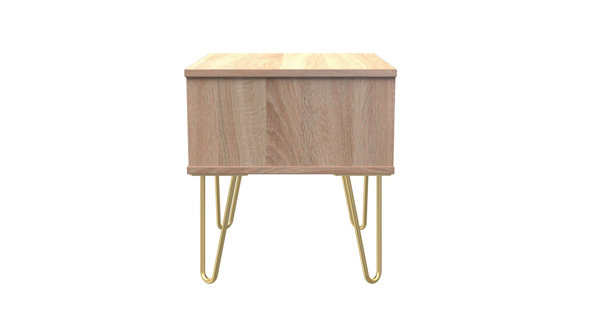 Cube 1 Drawer Bedside Cabinet with Gold Hairpin Legs - Welcome Furniture