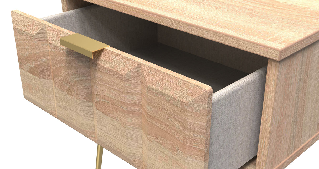 Cube 1 Drawer Bedside Cabinet with Gold Hairpin Legs - Welcome Furniture