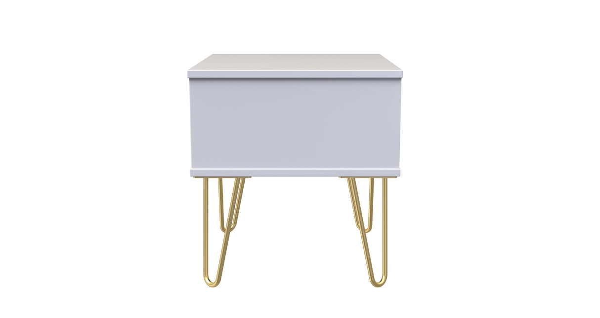 Cube 1 Drawer Bedside Cabinet with Gold Hairpin Legs - Welcome Furniture