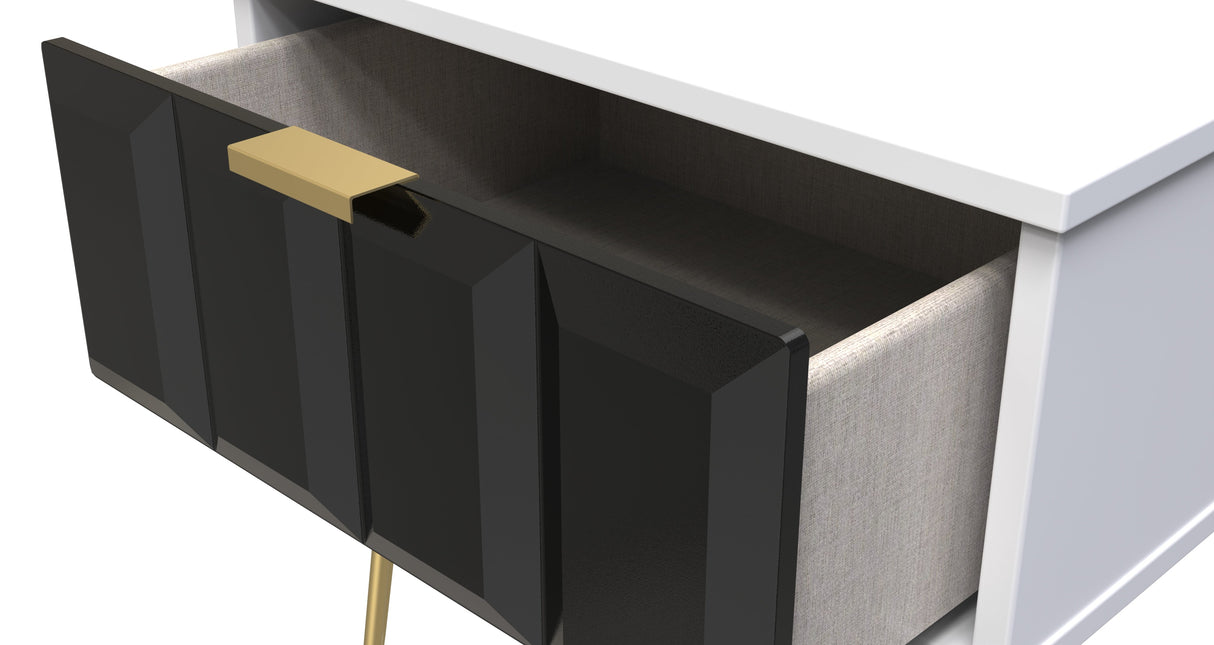 Cube 1 Drawer Bedside Cabinet with Gold Hairpin Legs - Welcome Furniture