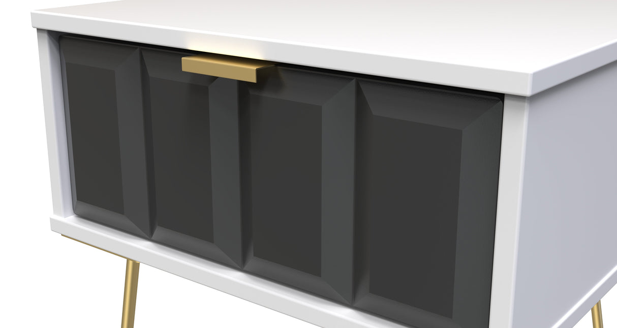 Cube 1 Drawer Bedside Cabinet with Gold Hairpin Legs - Welcome Furniture