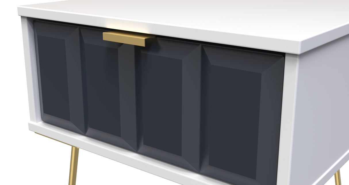 Cube 1 Drawer Bedside Cabinet with Gold Hairpin Legs - Welcome Furniture