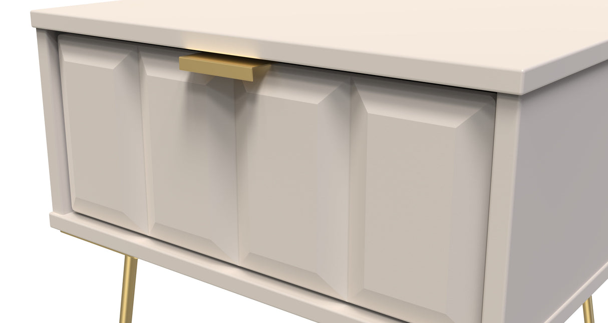 Cube 1 Drawer Bedside Cabinet with Gold Hairpin Legs - Welcome Furniture