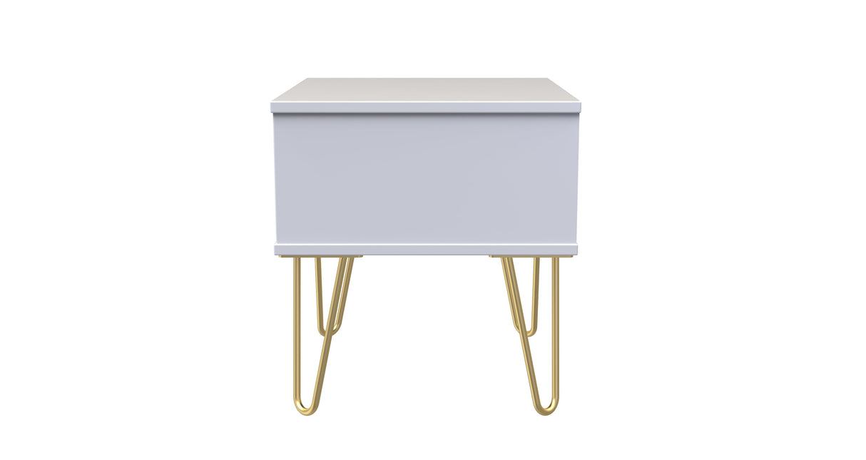 Cube 1 Drawer Bedside Cabinet with Gold Hairpin Legs - Welcome Furniture