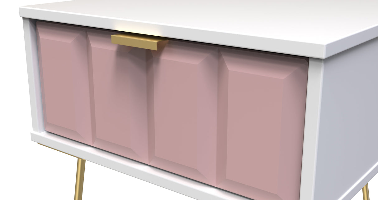 Cube 1 Drawer Bedside Cabinet with Gold Hairpin Legs - Welcome Furniture