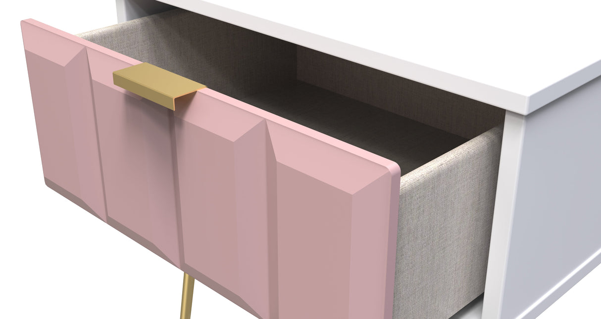 Cube 1 Drawer Bedside Cabinet with Gold Hairpin Legs - Welcome Furniture