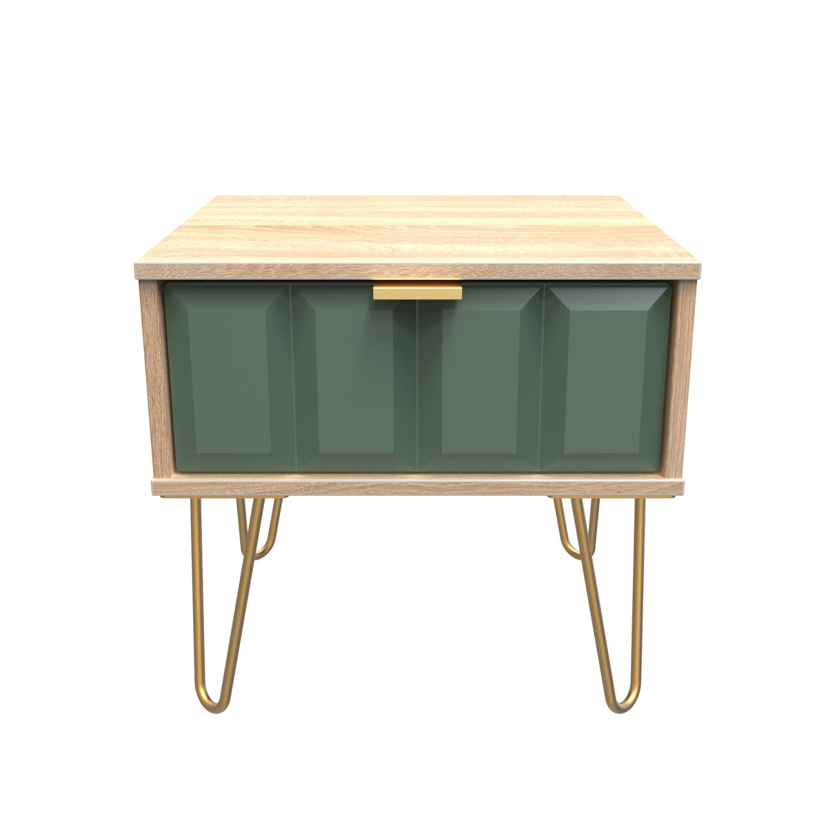 Cube 1 Drawer Bedside Cabinet with Gold Hairpin Legs - Welcome Furniture