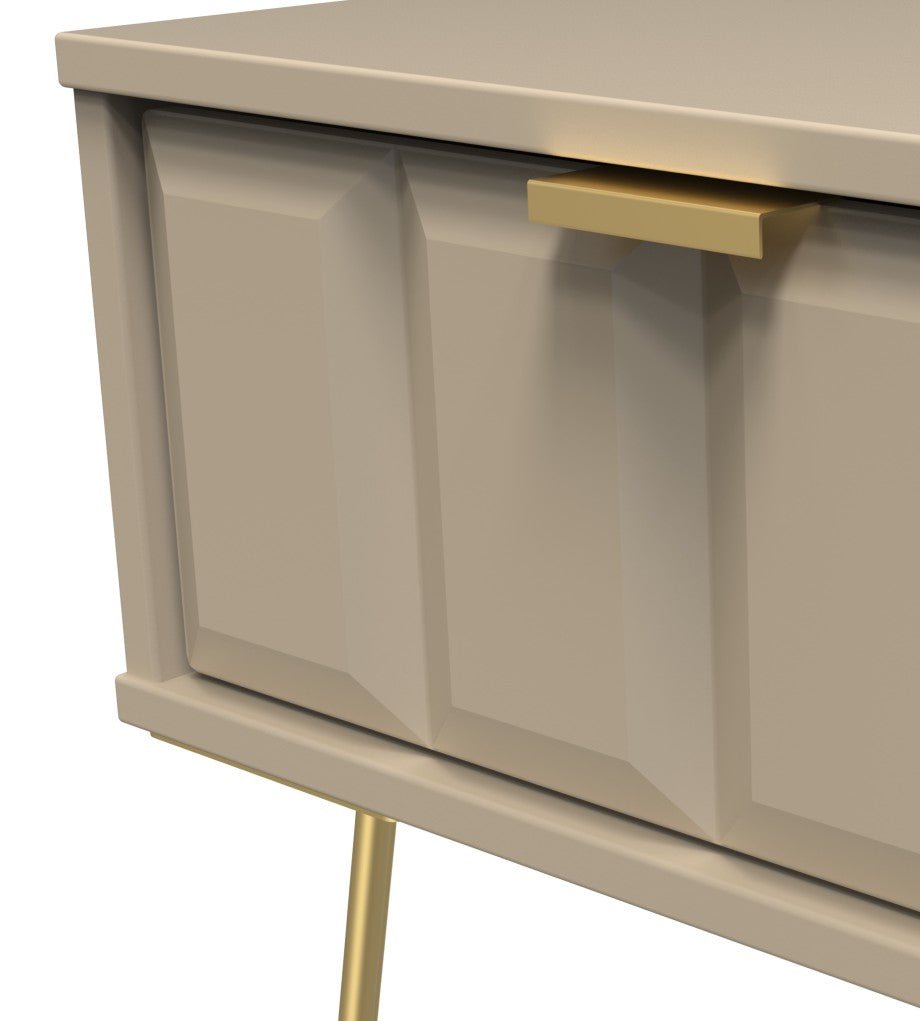Cube 1 Drawer Bedside Cabinet with Gold Hairpin Legs - Welcome Furniture