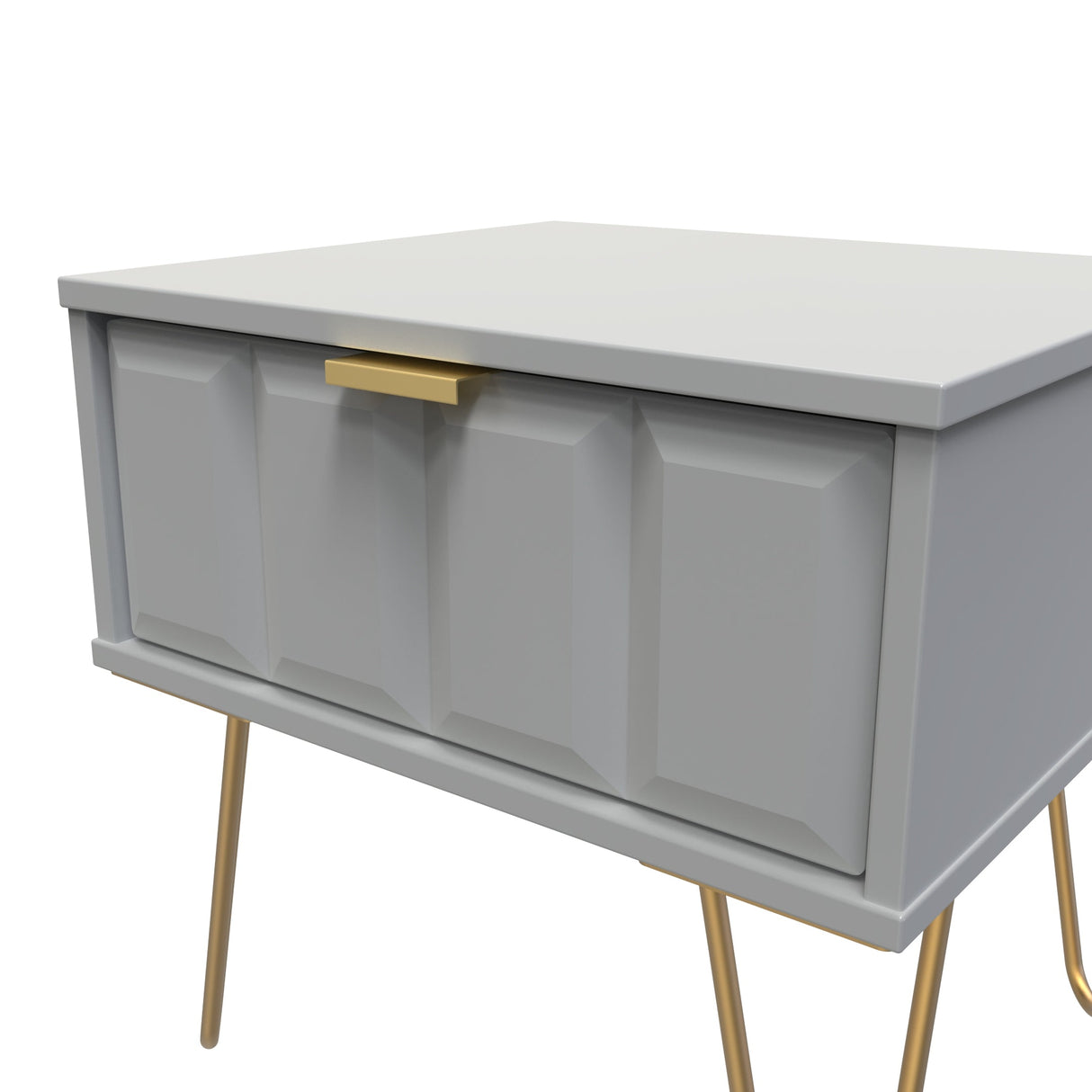 Cube 1 Drawer Bedside Cabinet with Gold Hairpin Legs - Welcome Furniture