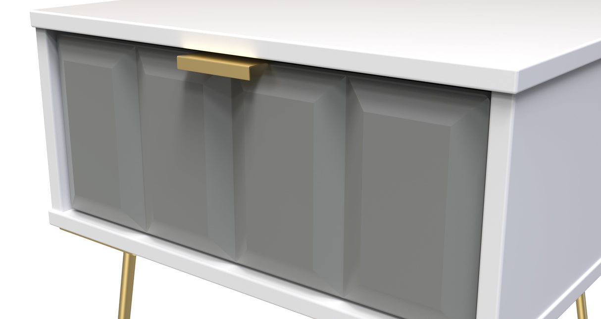 Cube 1 Drawer Bedside Cabinet with Gold Hairpin Legs - Welcome Furniture