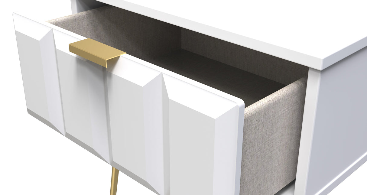 Cube 1 Drawer Bedside Cabinet with Gold Hairpin Legs - Welcome Furniture
