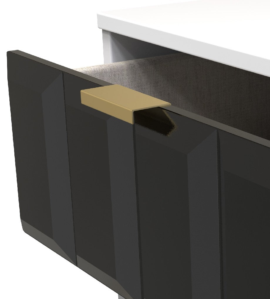 Cube 2 Drawer Bedside Cabinet with Gold Hairpin Legs - Welcome Furniture