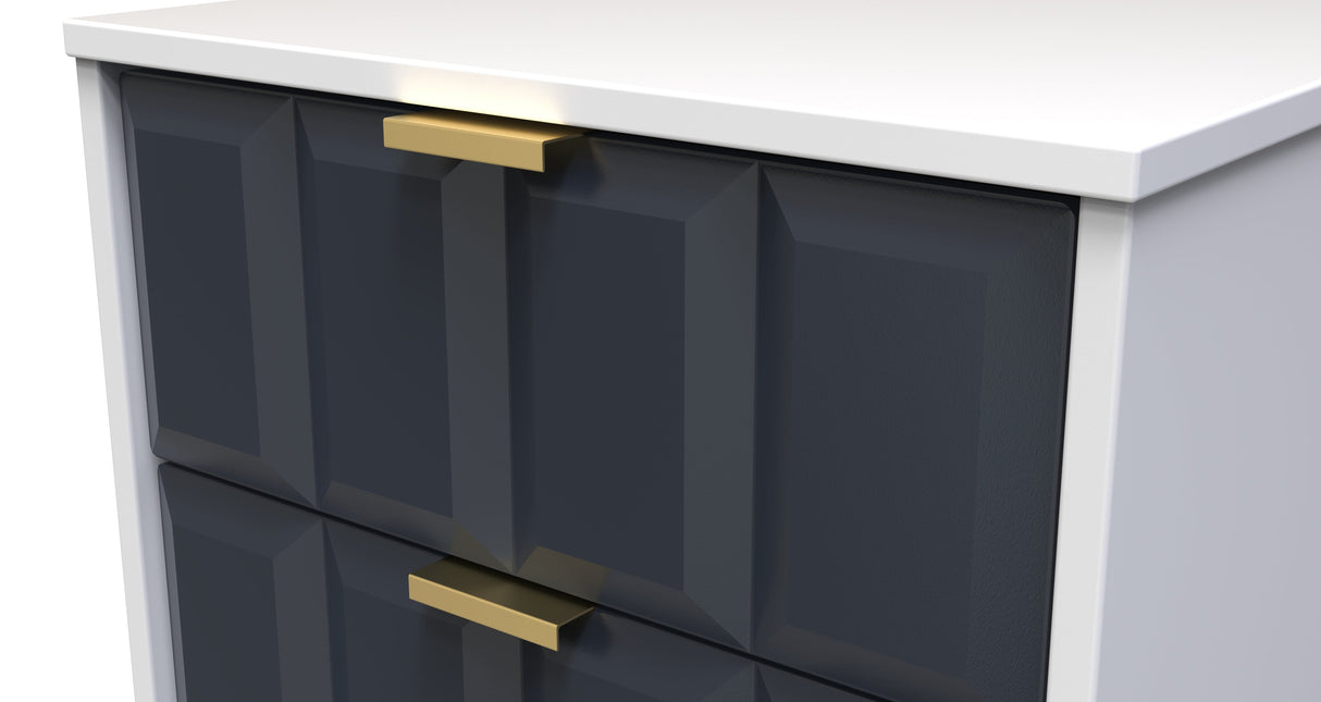 Cube 2 Drawer Bedside Cabinet with Gold Hairpin Legs - Welcome Furniture