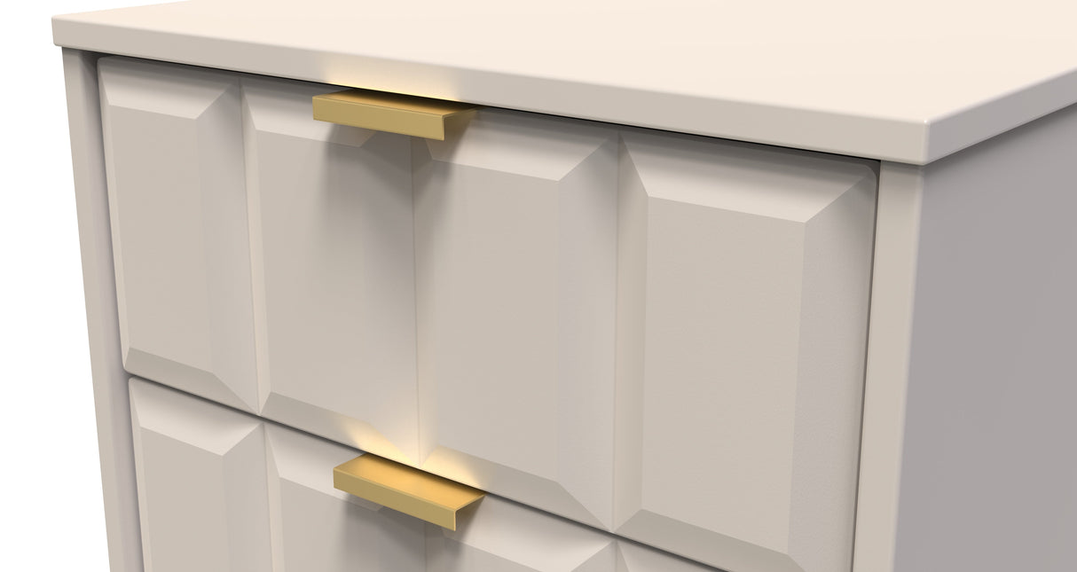 Cube 2 Drawer Bedside Cabinet with Gold Hairpin Legs - Welcome Furniture