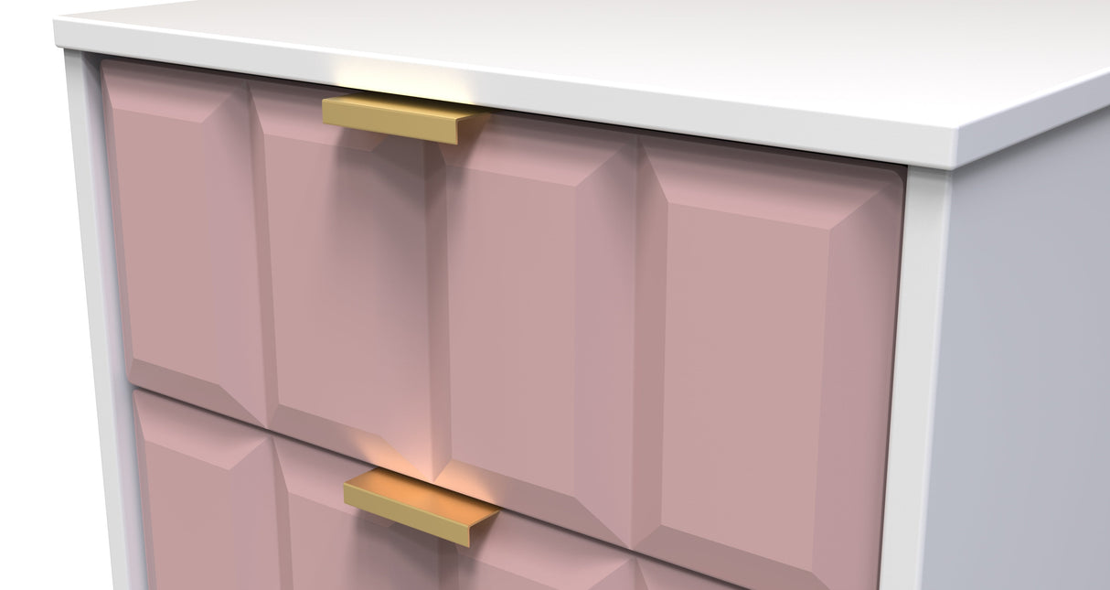 Cube 2 Drawer Bedside Cabinet with Gold Hairpin Legs - Welcome Furniture