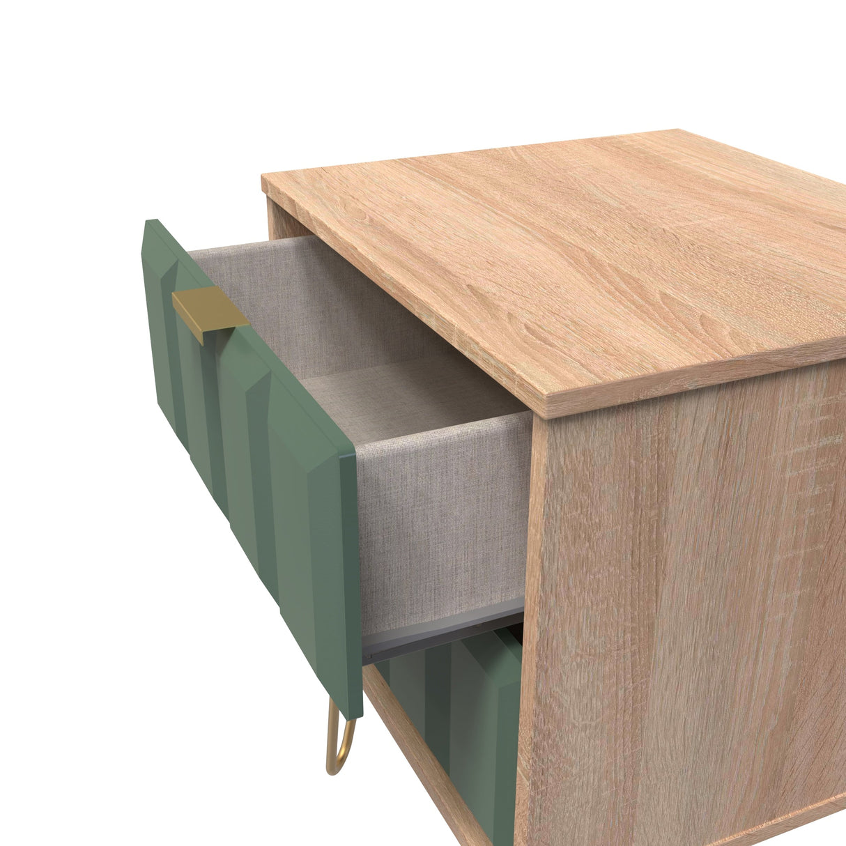 Cube 2 Drawer Bedside Cabinet with Gold Hairpin Legs - Welcome Furniture