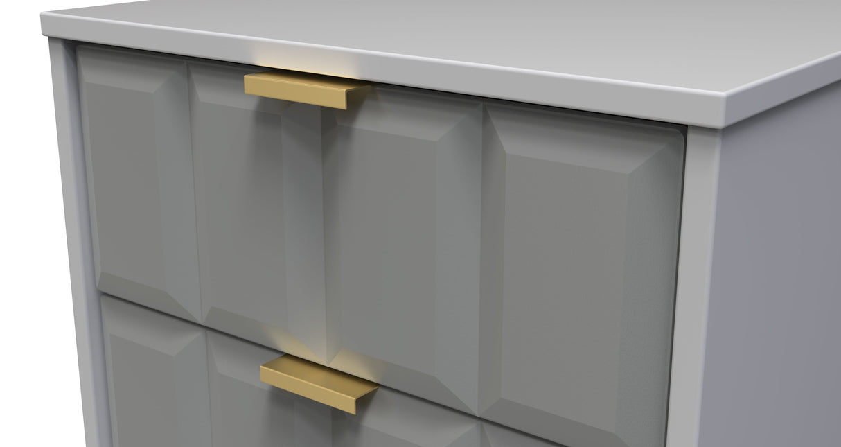 Cube 2 Drawer Bedside Cabinet with Gold Hairpin Legs - Welcome Furniture