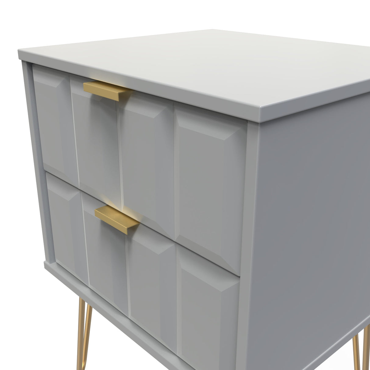 Cube 2 Drawer Bedside Cabinet with Gold Hairpin Legs - Welcome Furniture