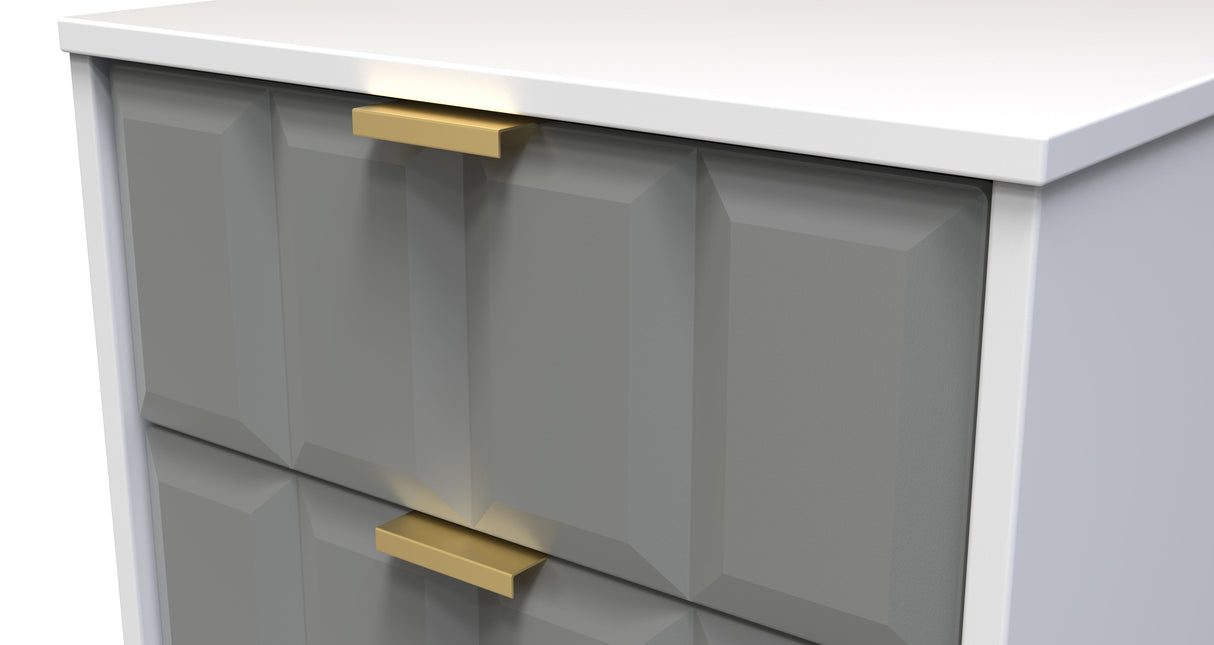 Cube 2 Drawer Bedside Cabinet with Gold Hairpin Legs - Welcome Furniture