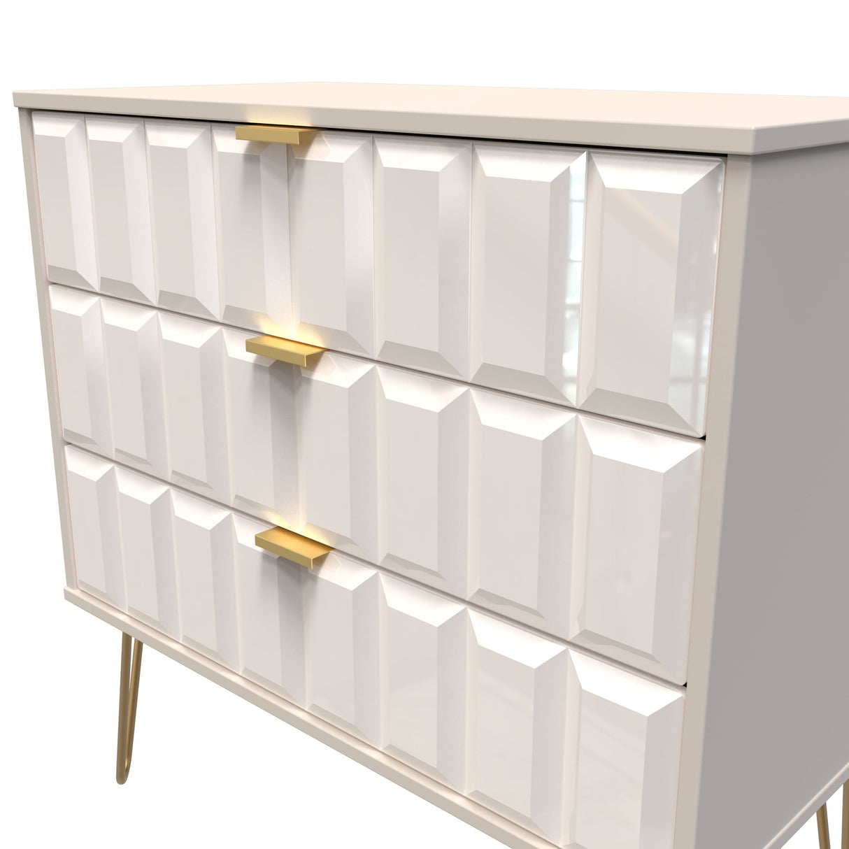 Cube 3 Drawer Chest with Gold Hairpin Legs - Welcome Furniture
