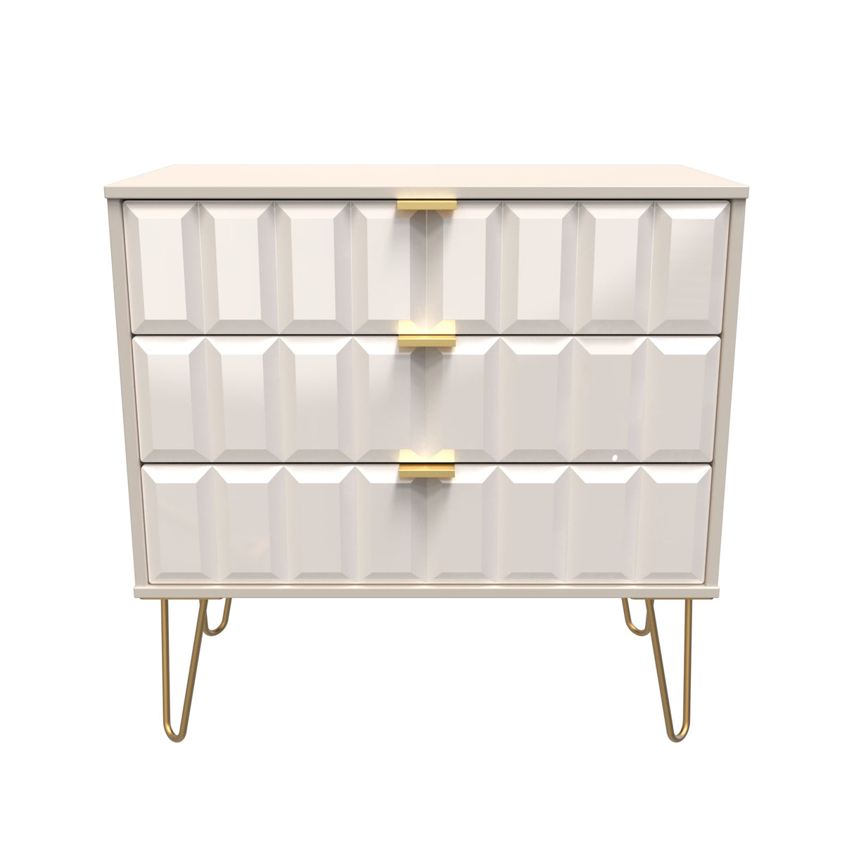Cube 3 Drawer Chest with Gold Hairpin Legs - Welcome Furniture