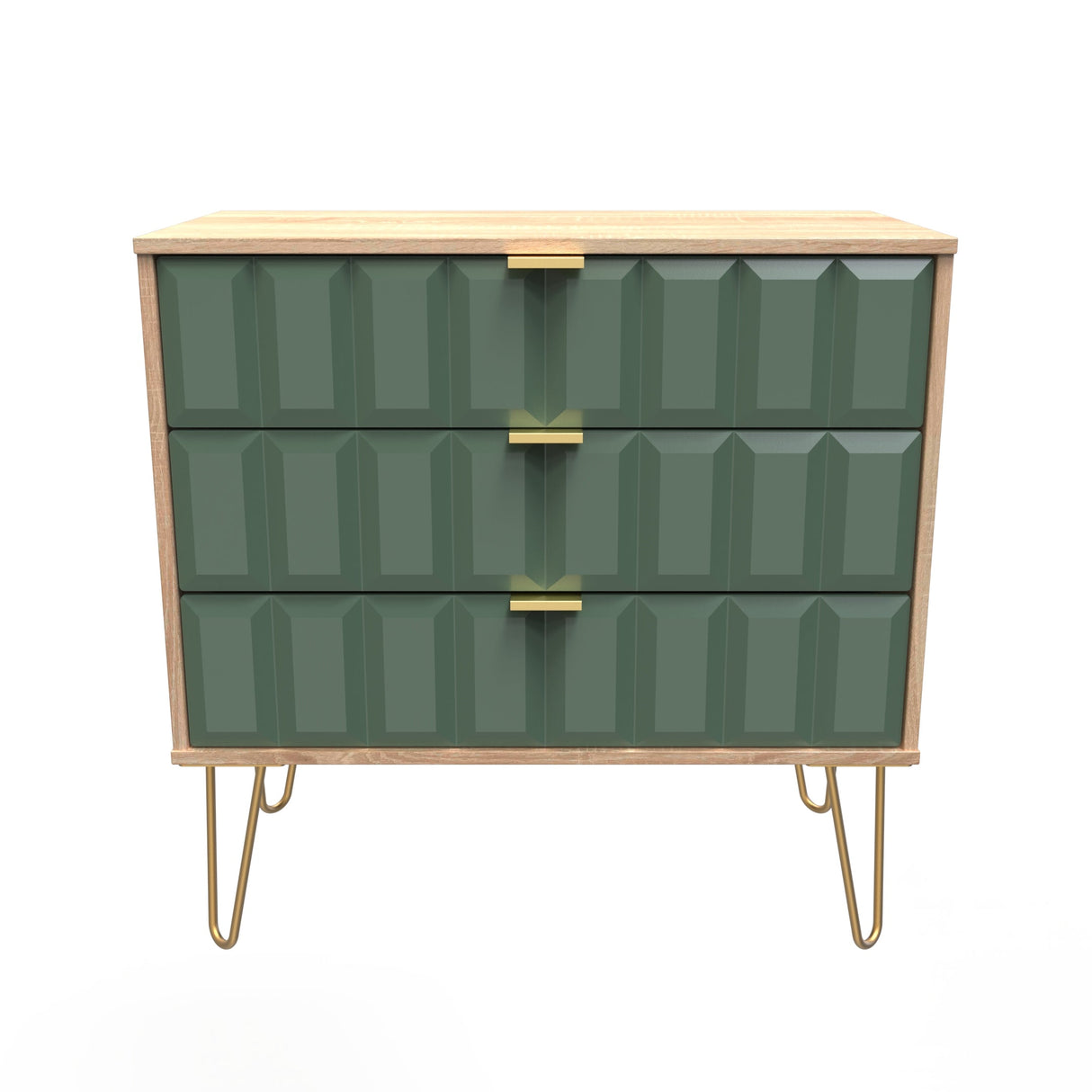 Cube 3 Drawer Chest with Gold Hairpin Legs - Welcome Furniture