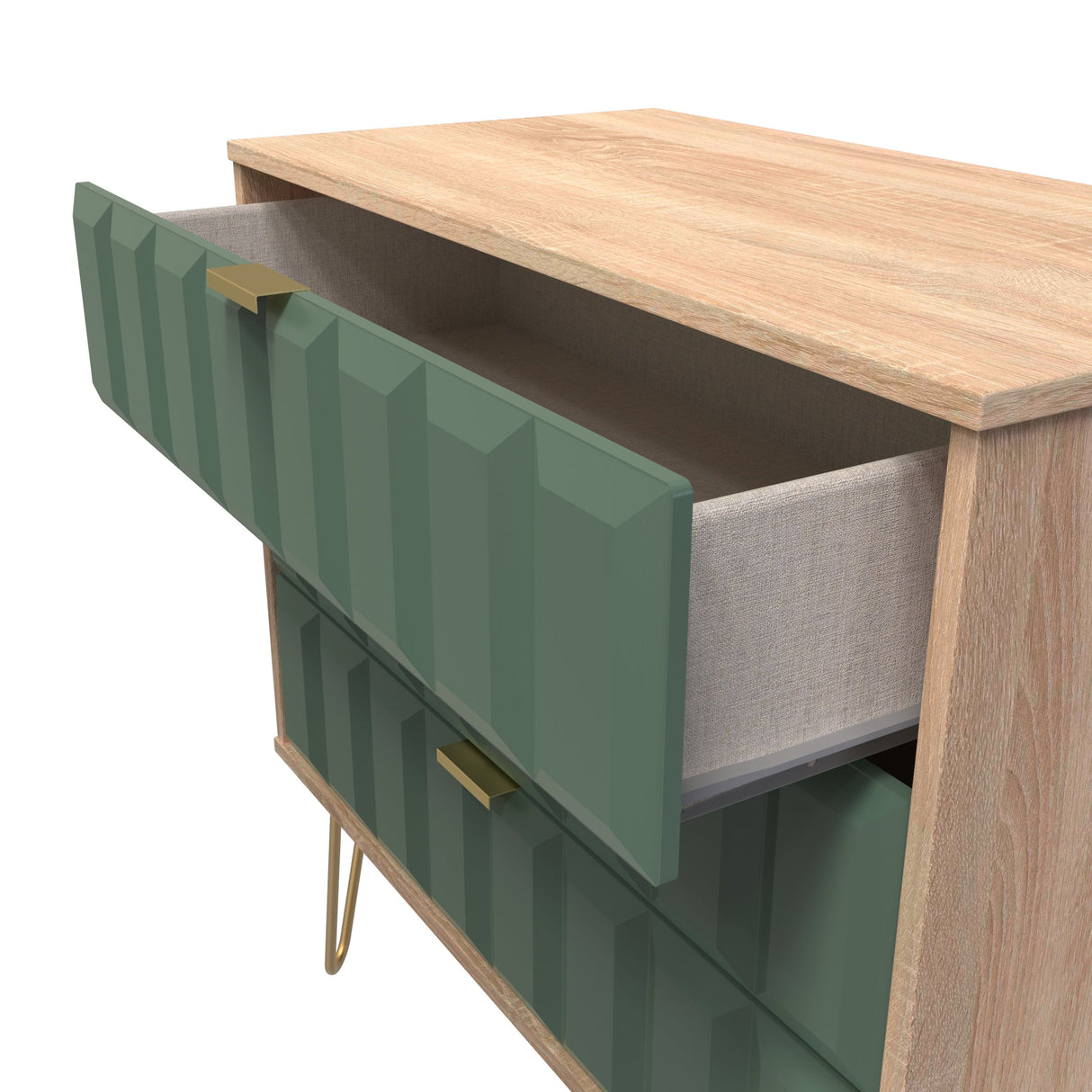 Cube 3 Drawer Chest with Gold Hairpin Legs - Welcome Furniture