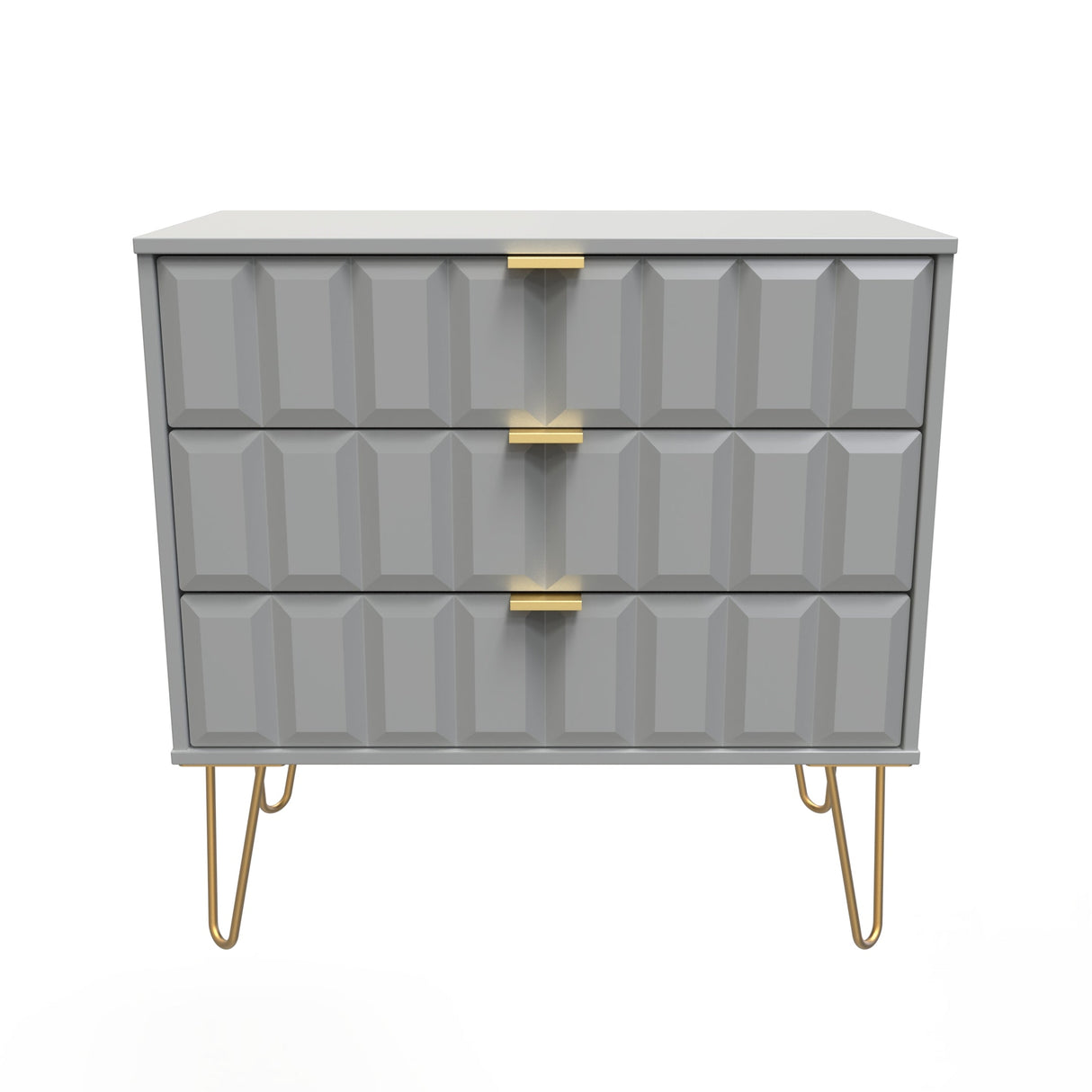 Cube 3 Drawer Chest with Gold Hairpin Legs - Welcome Furniture