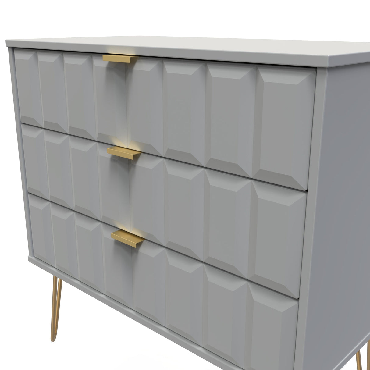 Cube 3 Drawer Chest with Gold Hairpin Legs - Welcome Furniture