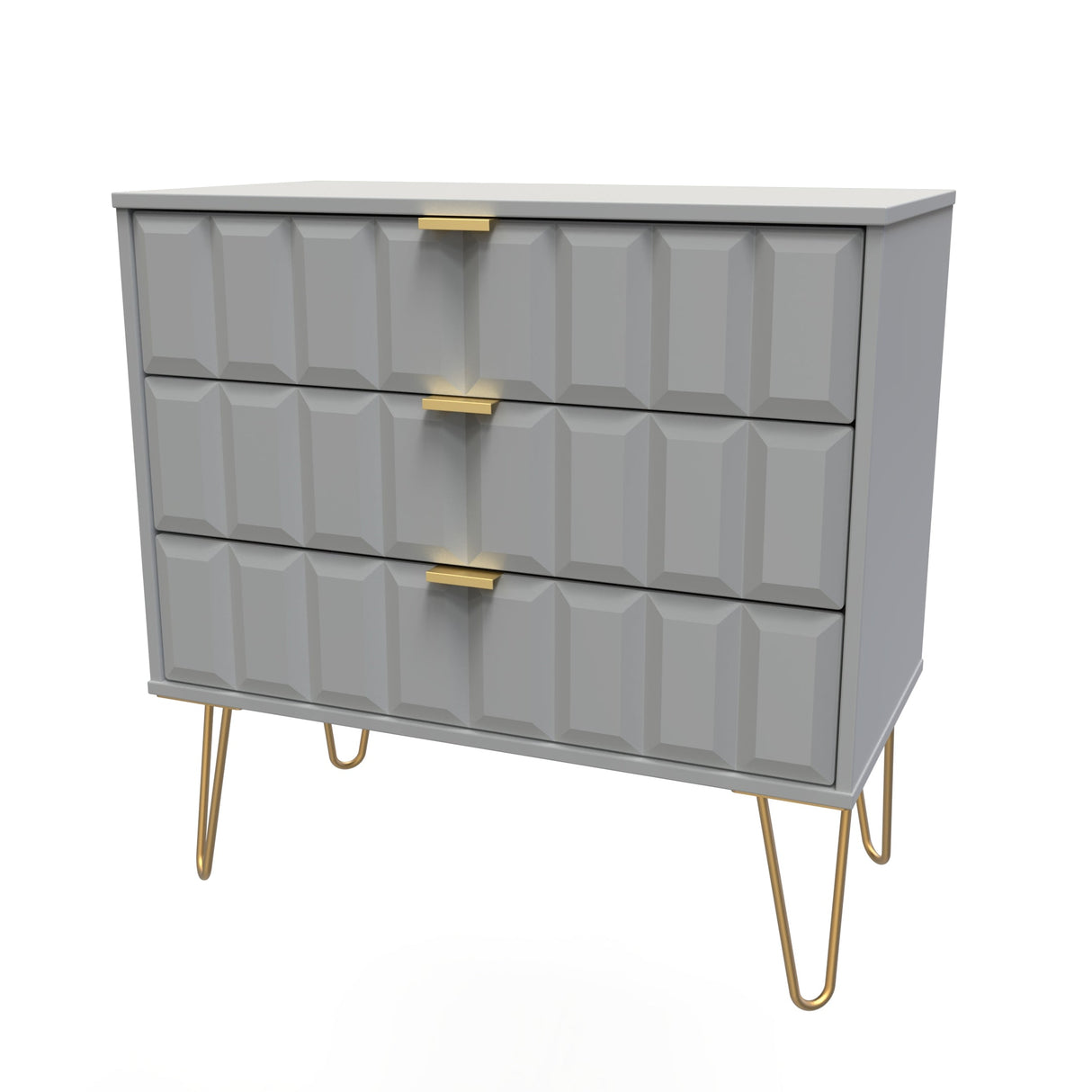 Cube 3 Drawer Chest with Gold Hairpin Legs - Welcome Furniture