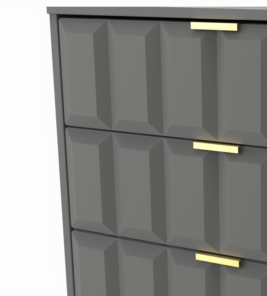 Cube 3 Drawer Midi Chest with Gold Hairpin Legs - Welcome Furniture