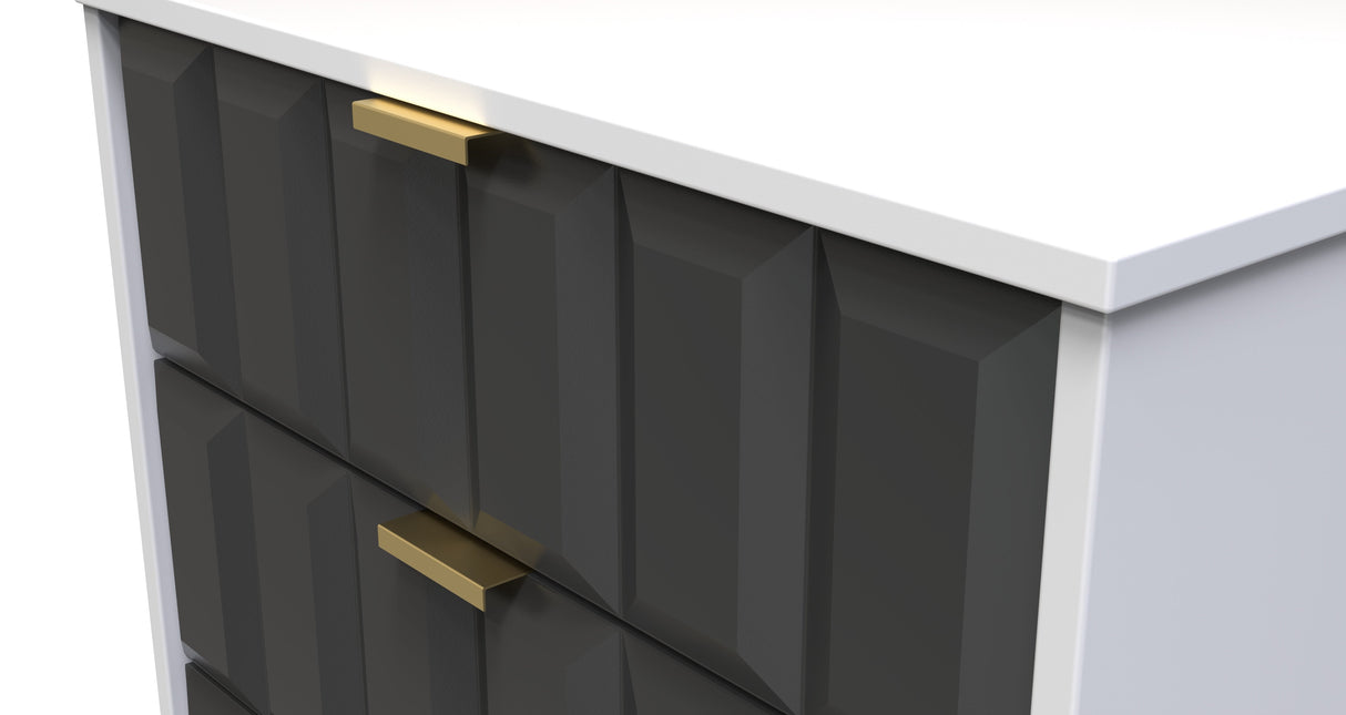 Cube 3 Drawer Midi Chest with Gold Hairpin Legs - Welcome Furniture