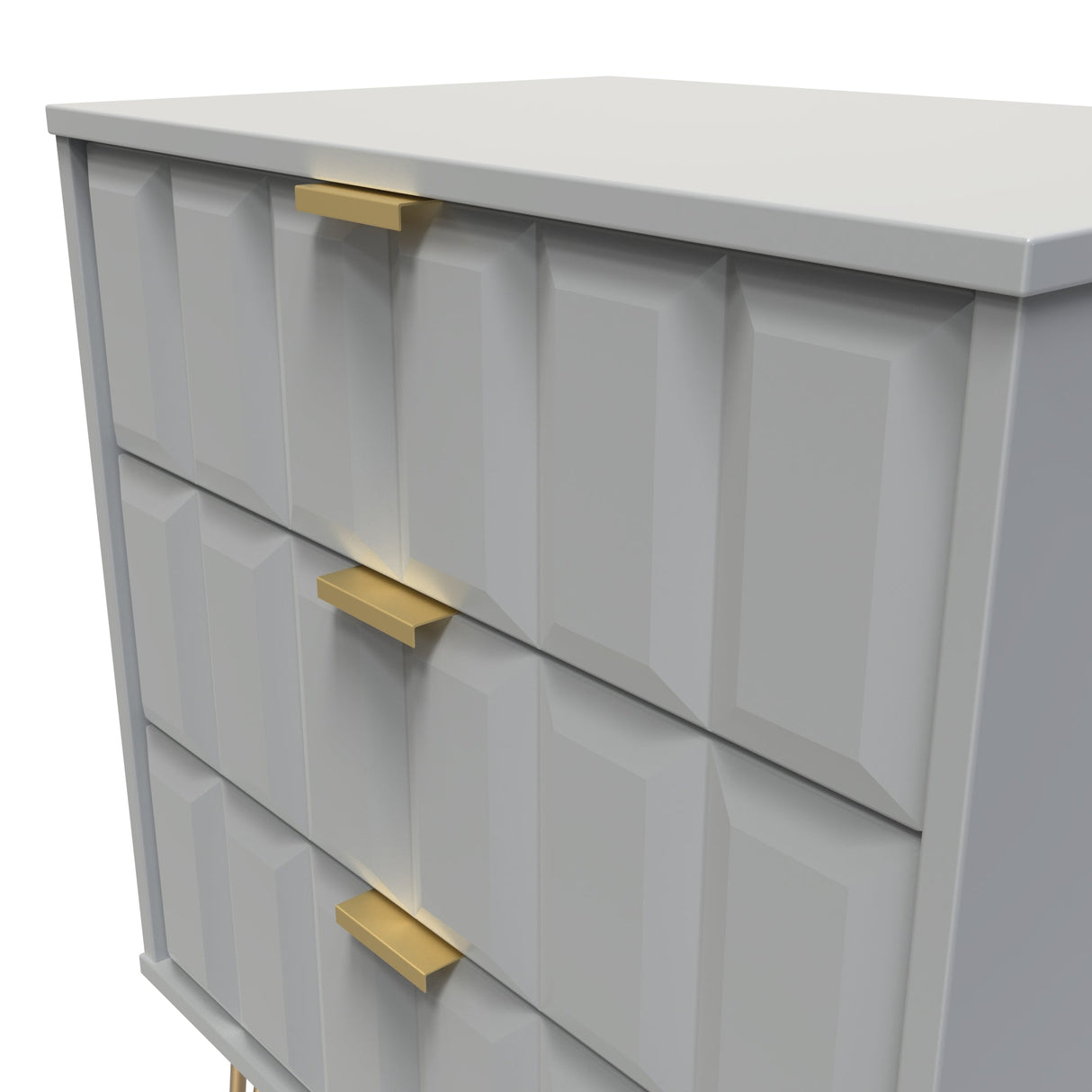 Cube 3 Drawer Midi Chest with Gold Hairpin Legs - Welcome Furniture