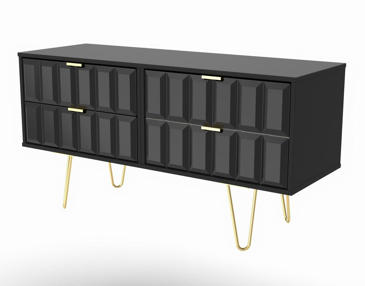 Cube 4 Drawer Bed Box with Gold Hairpin Legs - Welcome Furniture