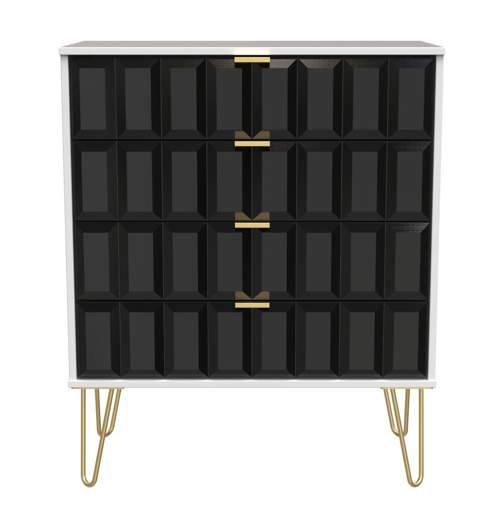 Cube 4 Drawer Chest with Gold Hairpin Legs - Welcome Furniture