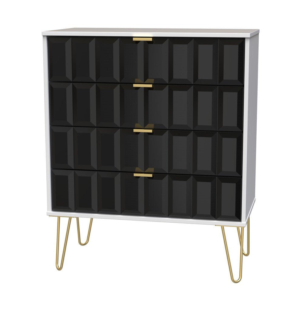 Cube 4 Drawer Chest with Gold Hairpin Legs - Welcome Furniture