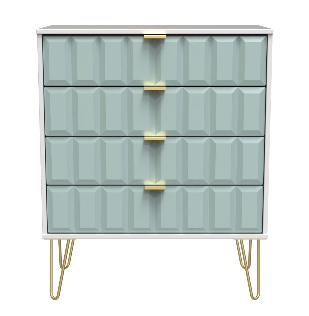 Cube 4 Drawer Chest with Gold Hairpin Legs - Welcome Furniture