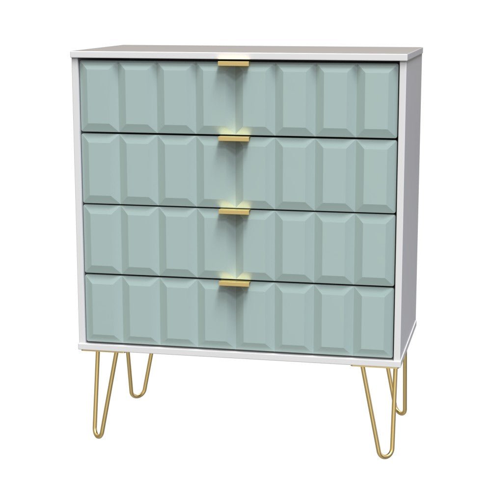 Cube 4 Drawer Chest with Gold Hairpin Legs - Welcome Furniture