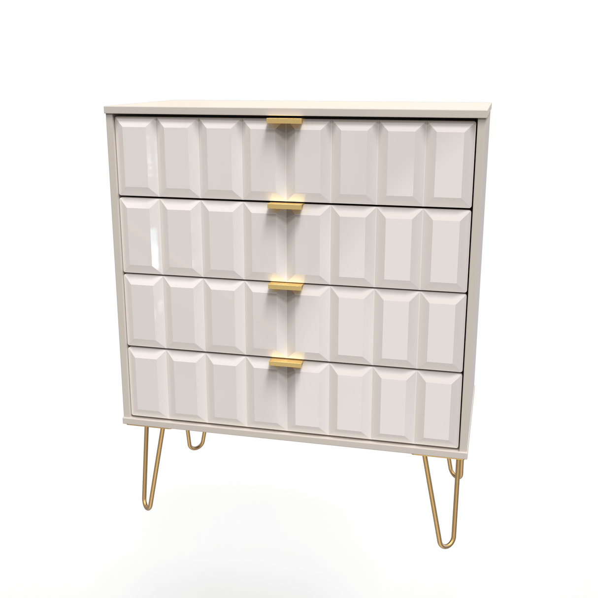 Cube 4 Drawer Chest with Gold Hairpin Legs - Welcome Furniture