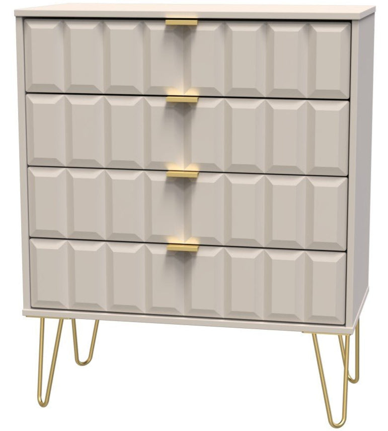 Cube 4 Drawer Chest with Gold Hairpin Legs - Welcome Furniture