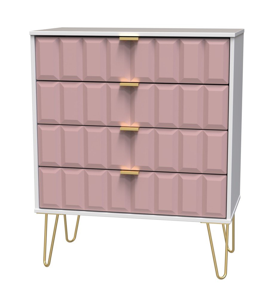 Cube 4 Drawer Chest with Gold Hairpin Legs - Welcome Furniture