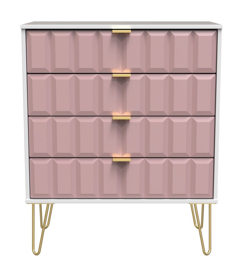 Cube 4 Drawer Chest with Gold Hairpin Legs - Welcome Furniture