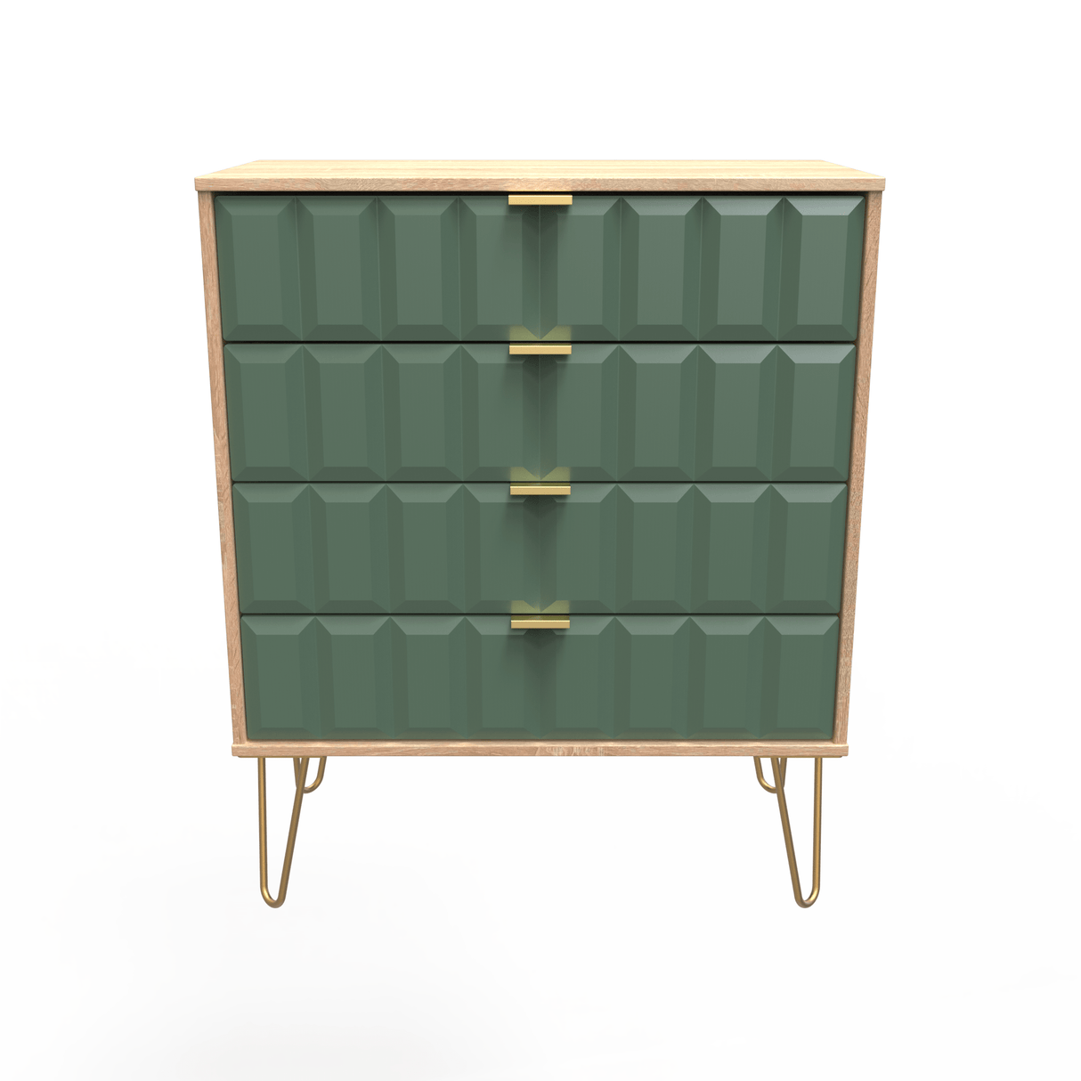 Cube 4 Drawer Chest with Gold Hairpin Legs - Welcome Furniture