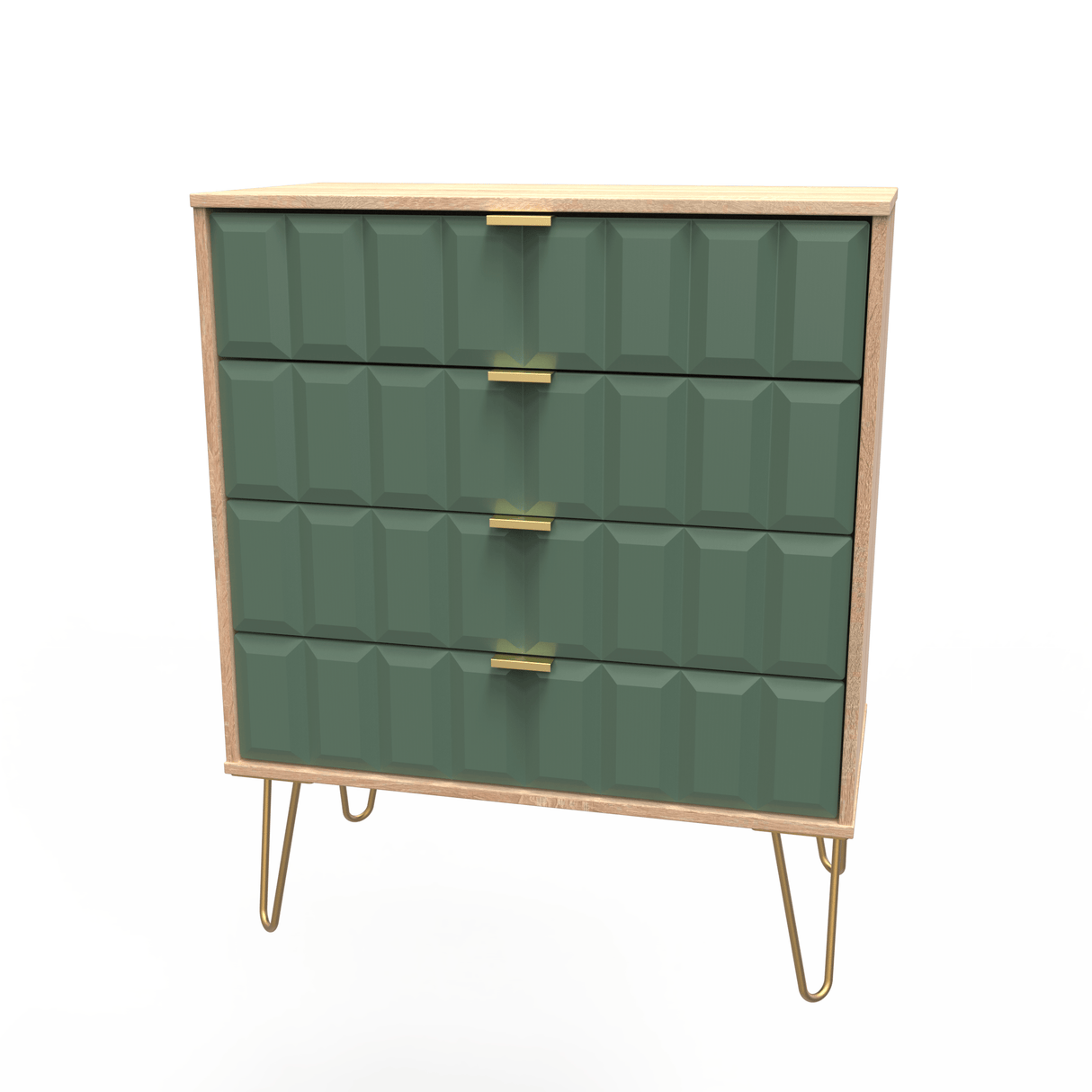 Cube 4 Drawer Chest with Gold Hairpin Legs - Welcome Furniture