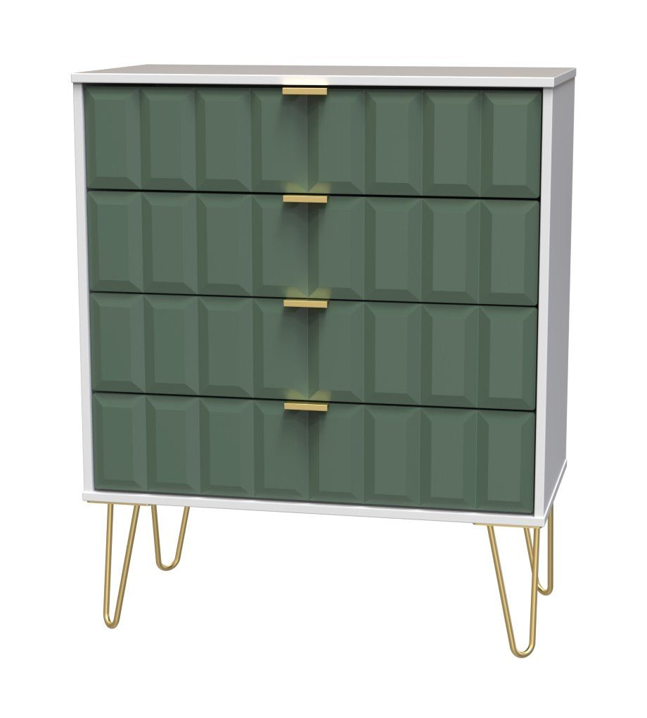 Cube 4 Drawer Chest with Gold Hairpin Legs - Welcome Furniture
