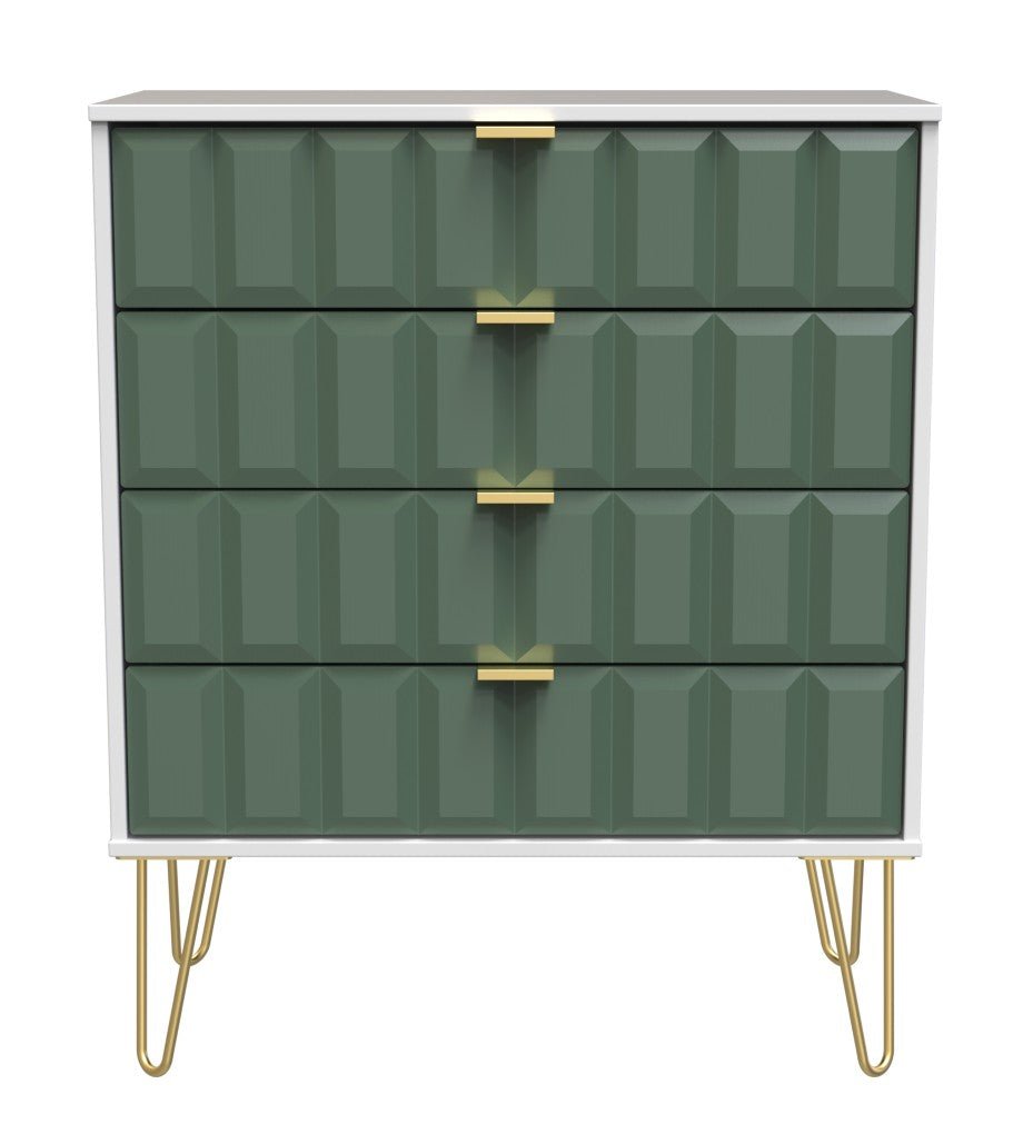 Cube 4 Drawer Chest with Gold Hairpin Legs - Welcome Furniture