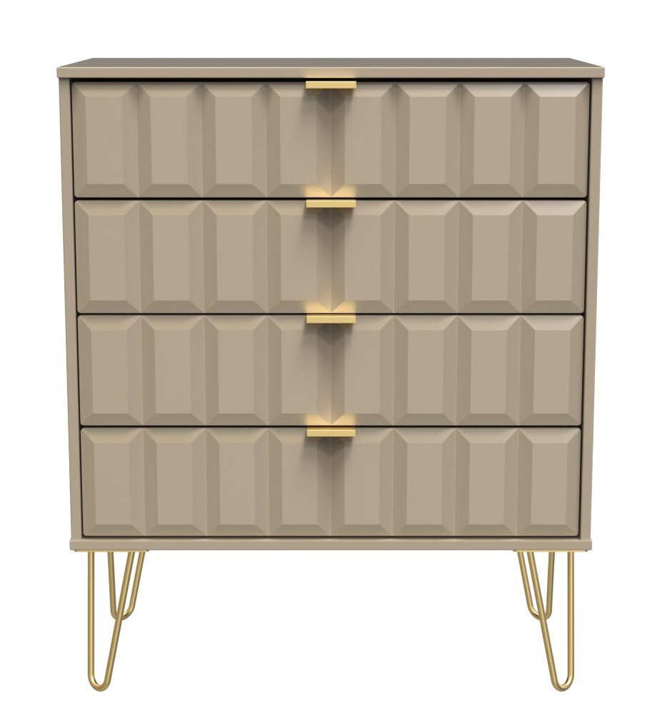Cube 4 Drawer Chest with Gold Hairpin Legs - Welcome Furniture