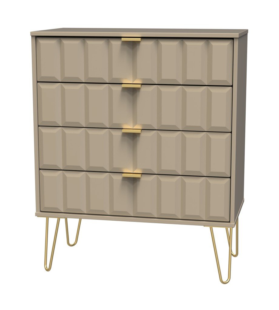 Cube 4 Drawer Chest with Gold Hairpin Legs - Welcome Furniture